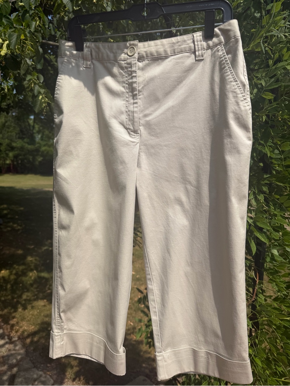 Studio Works Cream Women's 3/4 Chino Crop Pants
